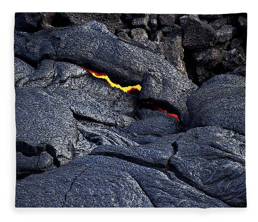Volcano Fleece Blanket featuring the photograph The lurking flame by Christopher Mathews