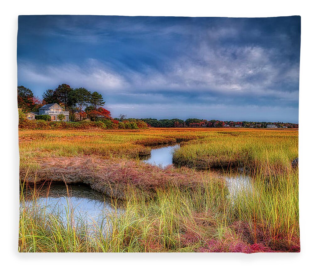 Footbridge Beach Fleece Blanket featuring the photograph The Marsh by Penny Polakoff