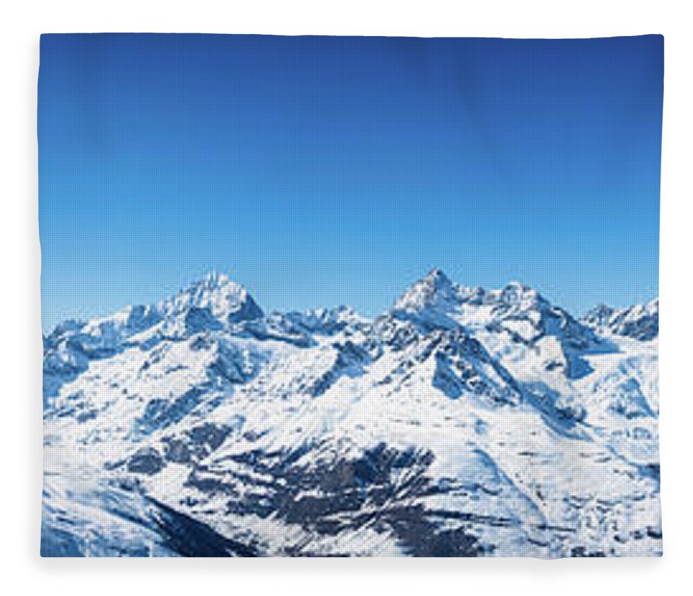 Alpine Fleece Blanket featuring the photograph The Matterhorn and Swiss Mountains Panorama by Rick Deacon