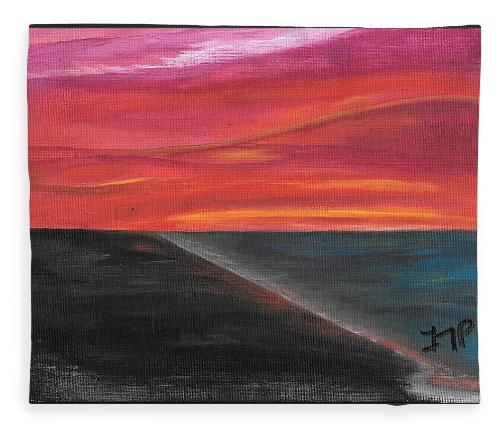 Sky. Sunset Fleece Blanket featuring the painting The Meeting by Esoteric Gardens KN