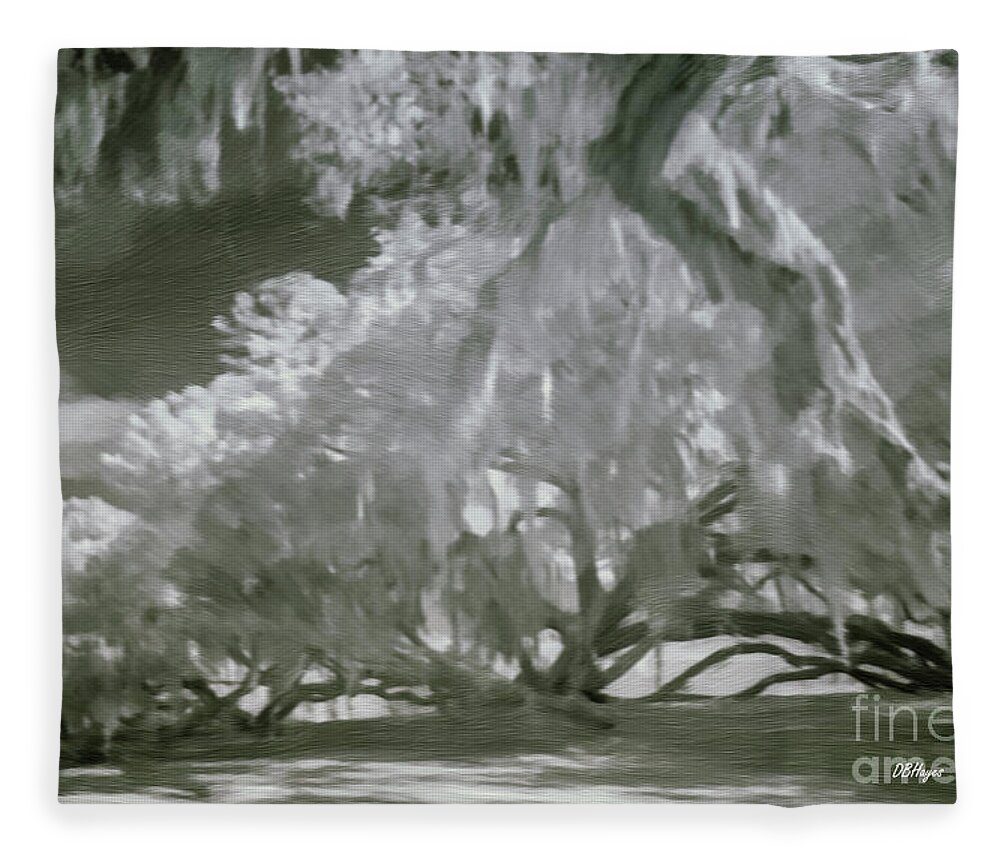 Oaks Fleece Blanket featuring the mixed media The Mighty Live Oak by DB Hayes