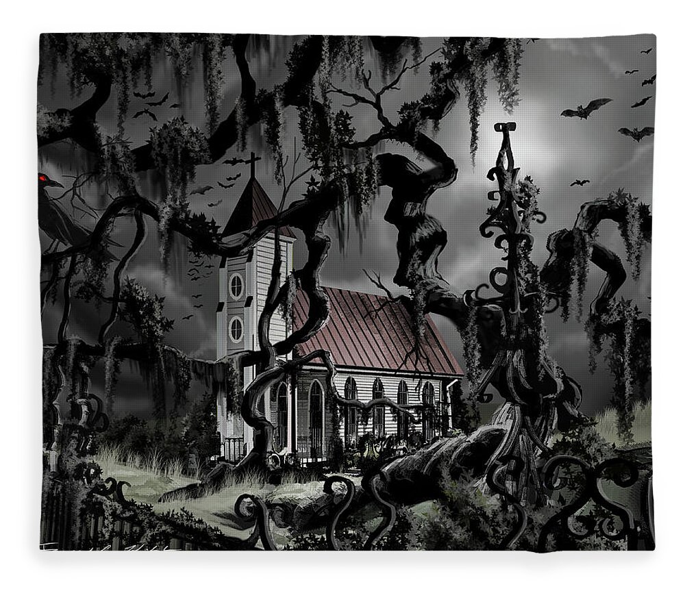 James Christopher Hill Fleece Blanket featuring the painting The Mortuary by James Hill