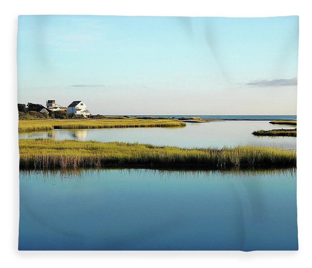 Mouth Fleece Blanket featuring the photograph The Mouth of Swan Pond River, Cape Cod, MA by Lyuba Filatova