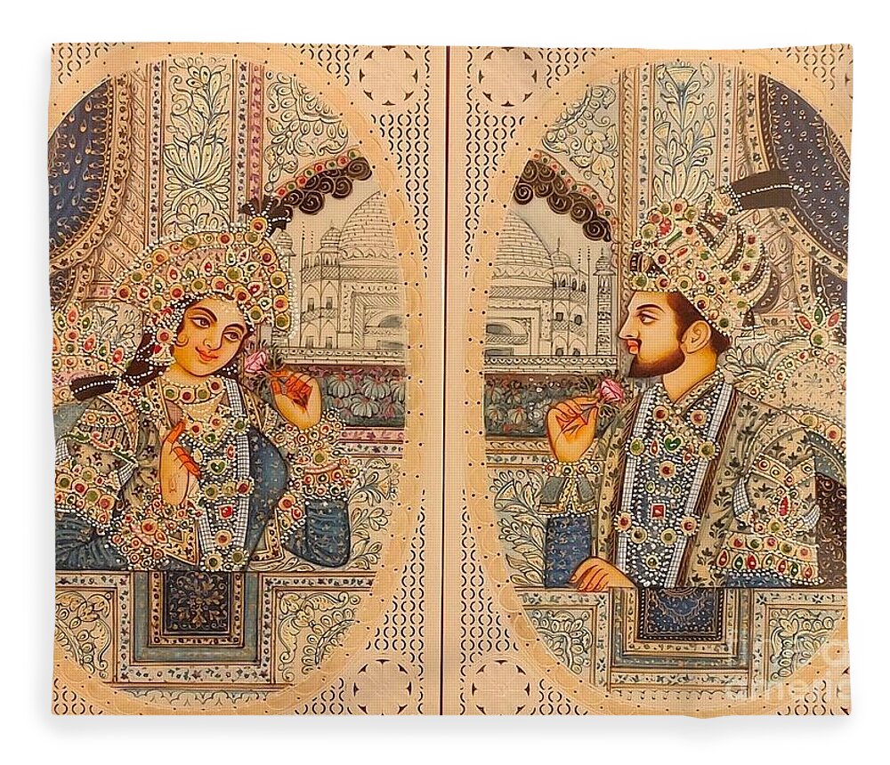 The Mughal Shah Jahan Mumtaz Finest Miniature Painting Fleece ...