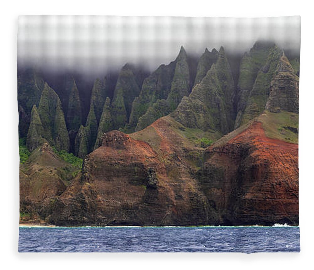 Kauai Fleece Blanket featuring the photograph The Na Pali Coast. by Doug Davidson