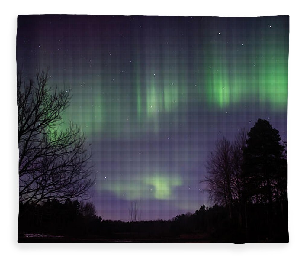 Aurora Borealis Fleece Blanket featuring the photograph The Northern Lights Curtains, Aurora Borealis by Torbjorn Swenelius