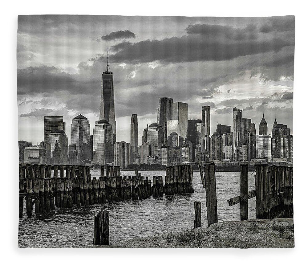 Liberty State Park Fleece Blanket featuring the photograph The NYC Skyline by Penny Polakoff