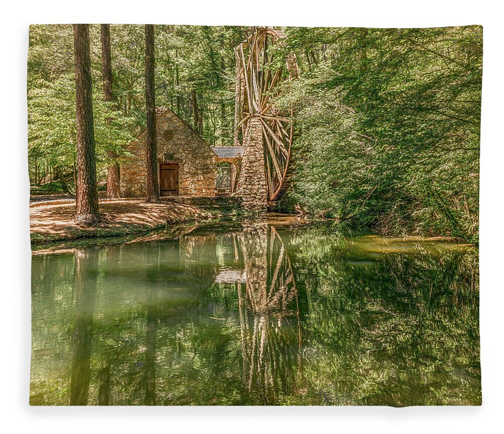 Berry College Fleece Blanket featuring the photograph The Old Mill at Berry College by Marcy Wielfaert