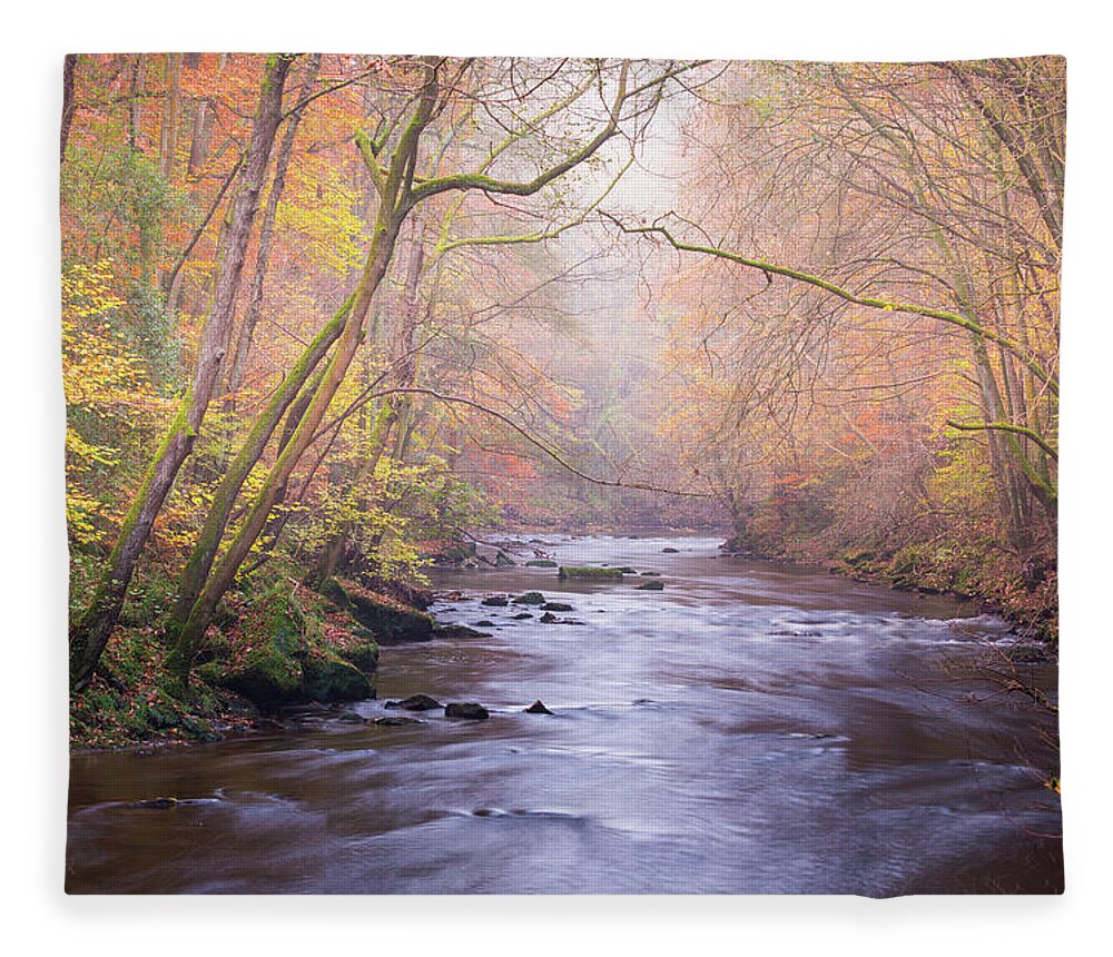 River Fleece Blanket featuring the photograph The River in Autumn by Anita Nicholson