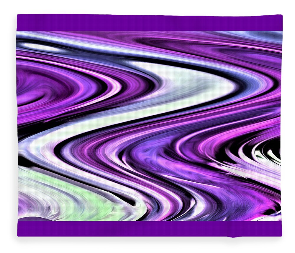Abstract Fleece Blanket featuring the digital art The River's Bend - Abstract by Ronald Mills