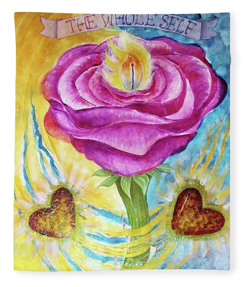 Am I Fleece Blanket featuring the painting The Rose and Its Thorns Love the Whole Self by Feather Redfox