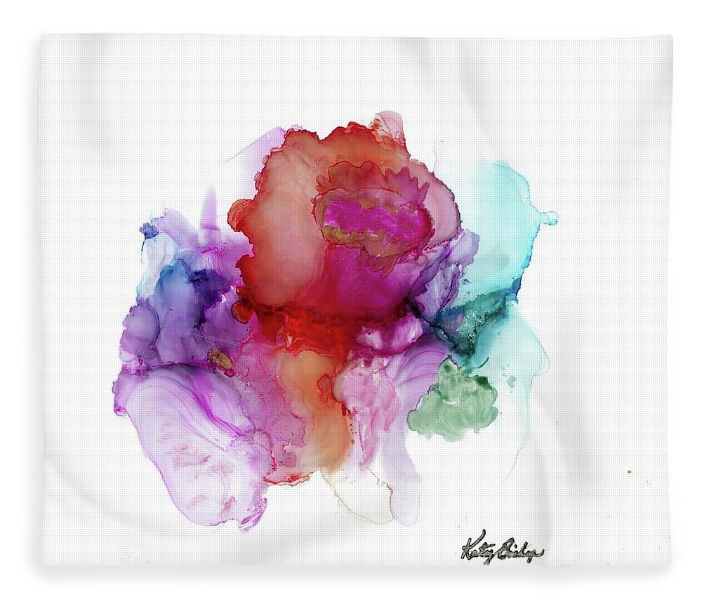 Rose Fleece Blanket featuring the painting The Rose At The End Of The Day by Katy Bishop