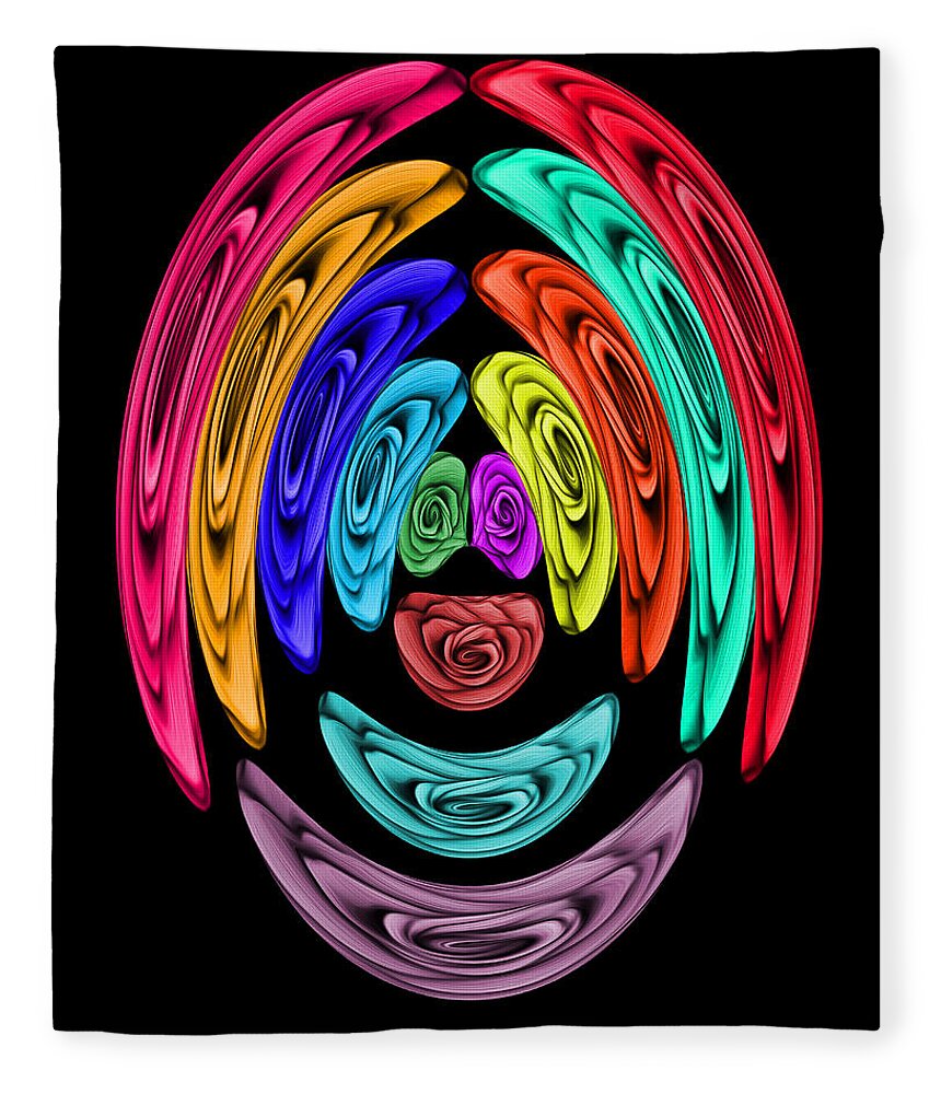 Clown Fleece Blanket featuring the digital art The Rose Clown Abstract by Ronald Mills