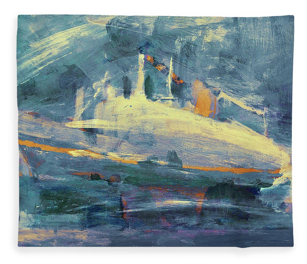 Ss Rotterdam Fleece Blanket featuring the painting The Ship by Nop Briex