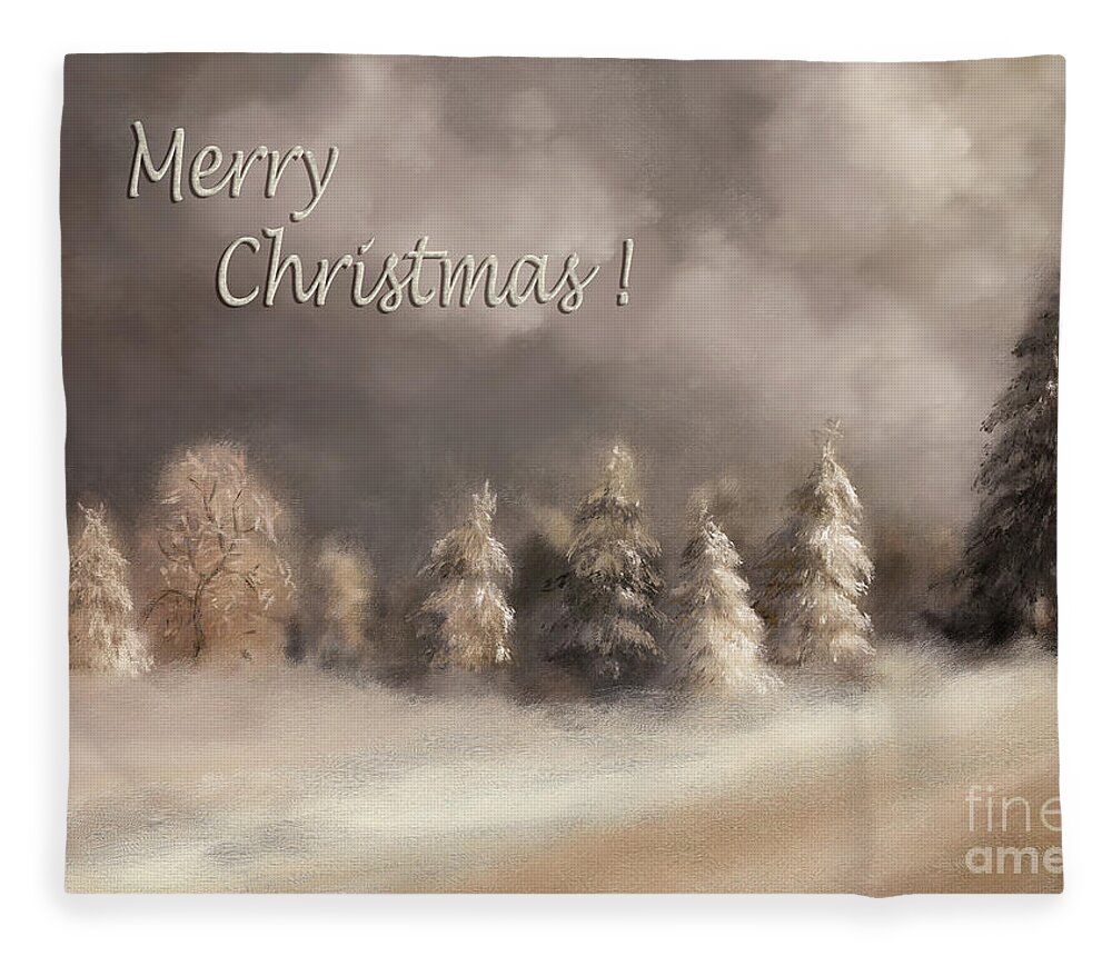 Winter Fleece Blanket featuring the digital art The Snowy Road Merry Christmas by Lois Bryan