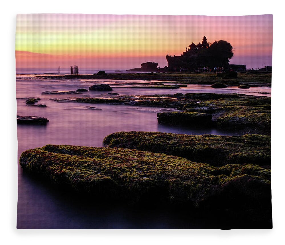 Tanah Lot Fleece Blanket featuring the photograph The Temple By The Sea - Tanah Lot Sunset, Bali by Earth And Spirit