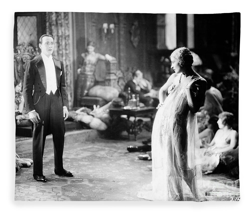 D.w. Griffith Fleece Blanket featuring the photograph The Sorrows of Satan 1926 Ricardo Cortez Lya De Putti by Sad Hill - Bizarre Los Angeles Archive