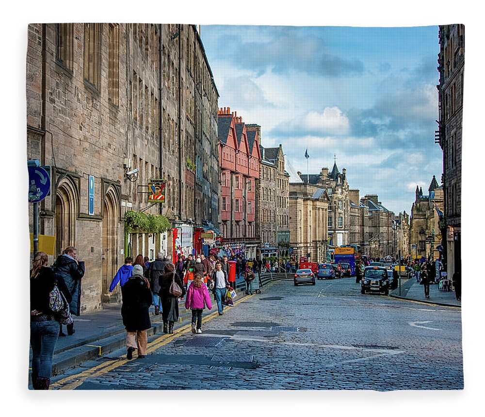 Edinburgh Fleece Blanket featuring the digital art The Streets of Edinburgh by SnapHappy Photos