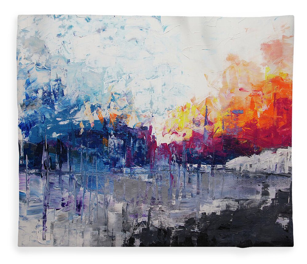 Winter Fleece Blanket featuring the painting The Symphony of a Winter Morning by Linda Bailey