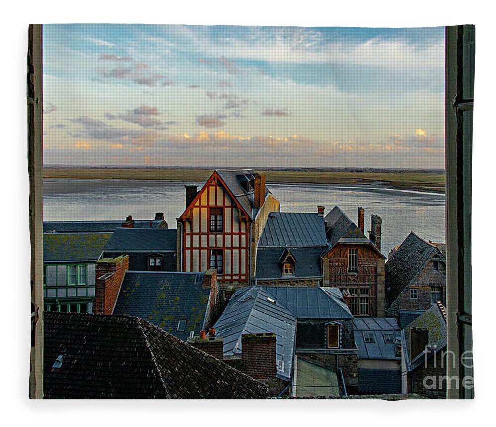 Mont Saint Michel Fleece Blanket featuring the photograph The View From Our Hotel Room in the Castle Mont Saint Michel Normandy France II by Wayne Moran