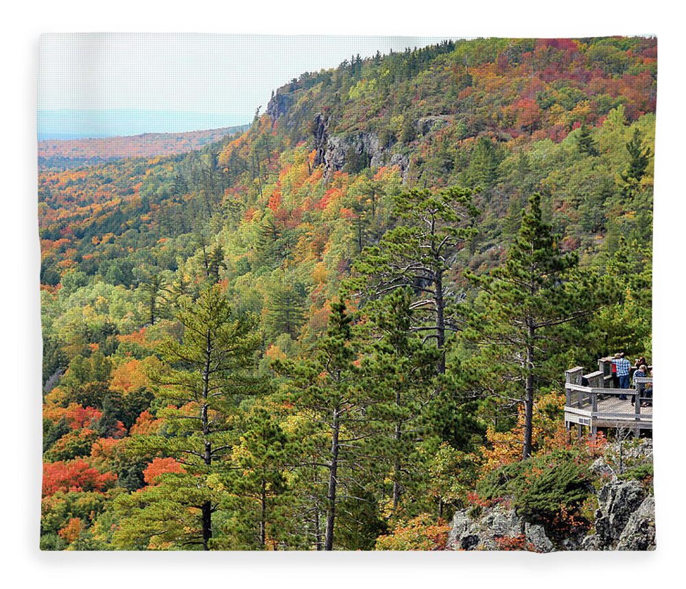 Porcupine Mountains Wilderness State Park Fleece Blanket featuring the photograph The Viewing Platform by Robert Carter