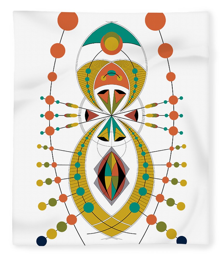 Mid Century Fleece Blanket featuring the digital art The Visitor to the Mid Century on white background by DB Artist