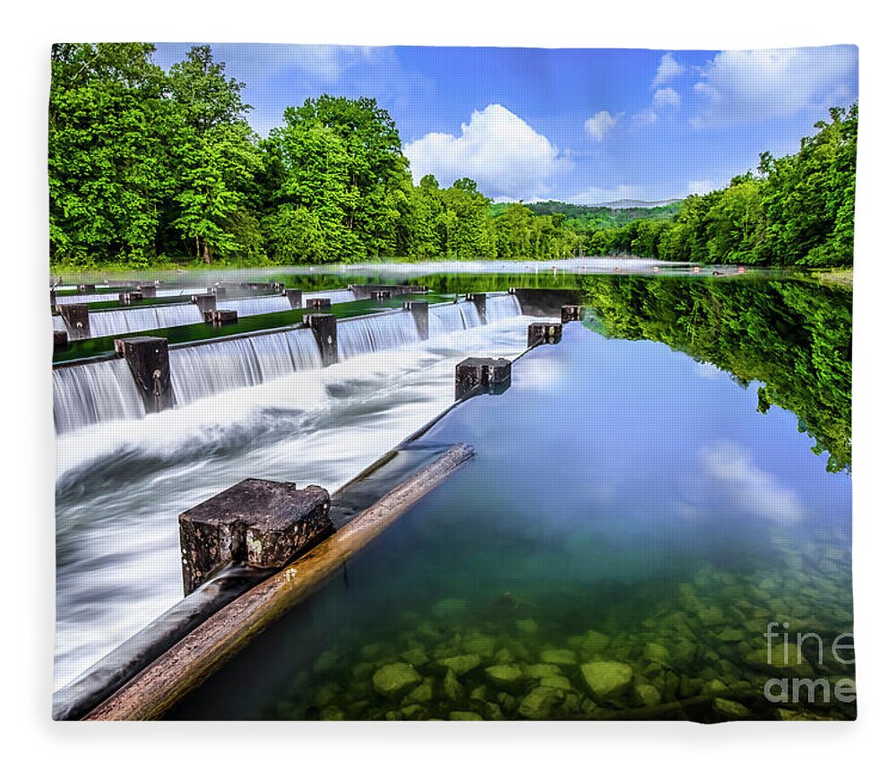 Wier Fleece Blanket featuring the photograph The Weir Dam at South Holston by Shelia Hunt