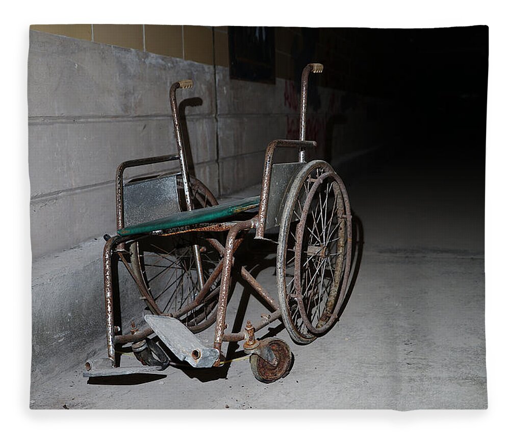 Richard Reeve Fleece Blanket featuring the photograph The Wheelchair by Richard Reeve