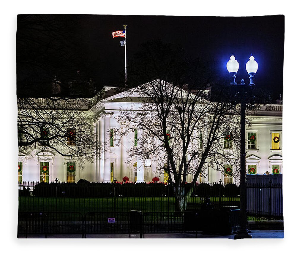 The White House Fleece Blanket featuring the digital art The White House by SnapHappy Photos