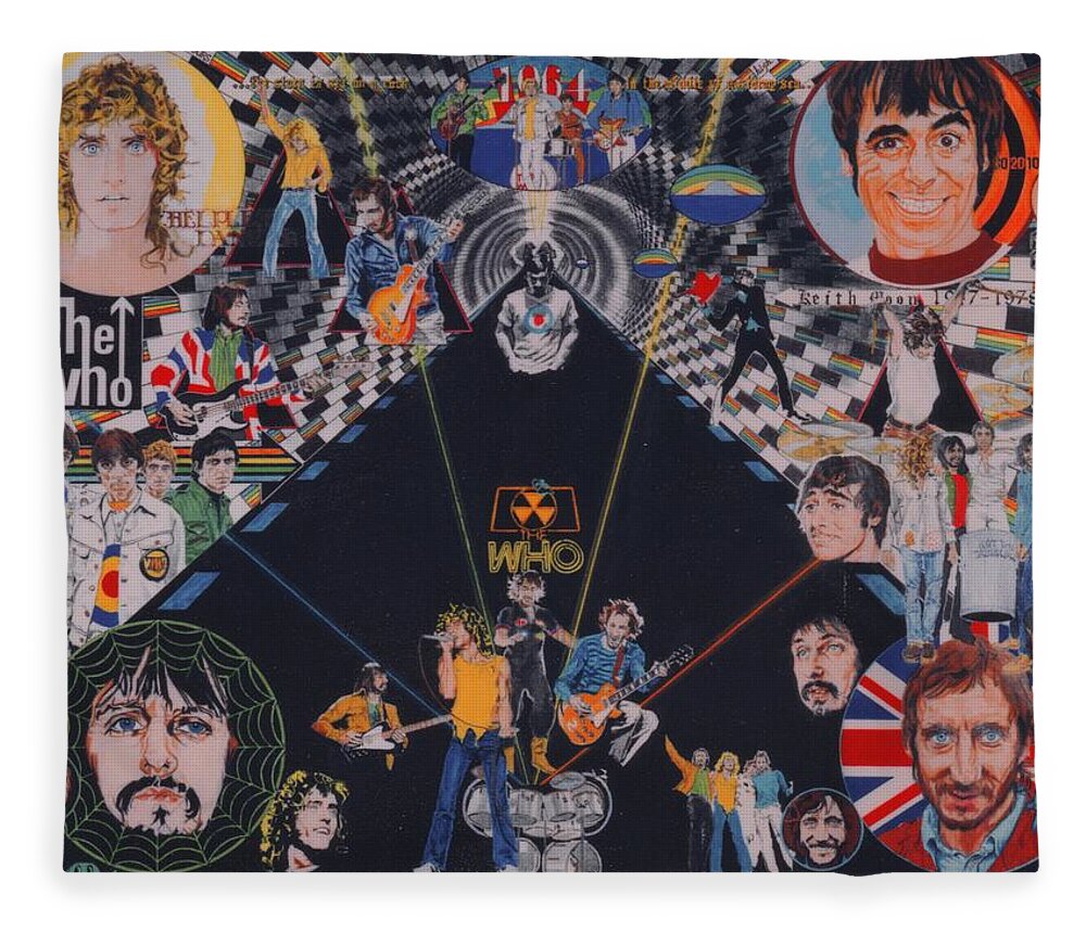 Colored Pencil Fleece Blanket featuring the drawing The Who - Quadrophenia by Sean Connolly