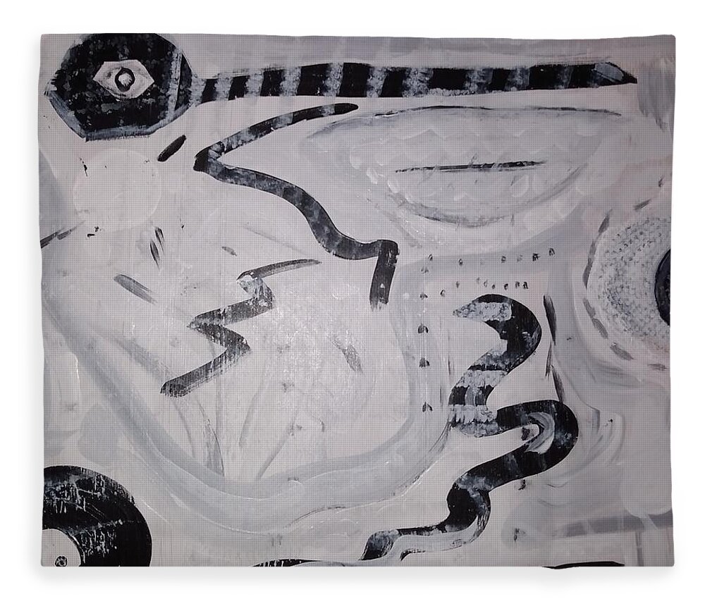 Black And White Fleece Blanket featuring the painting They Are Coming by Suzanne Berthier