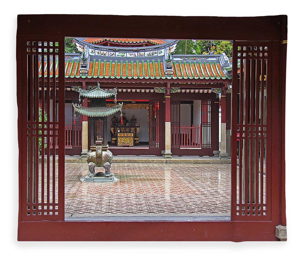 Thian Hock Keng Temple Fleece Blanket featuring the photograph Thian Hock Keng Temple - Singapore by Richard Krebs