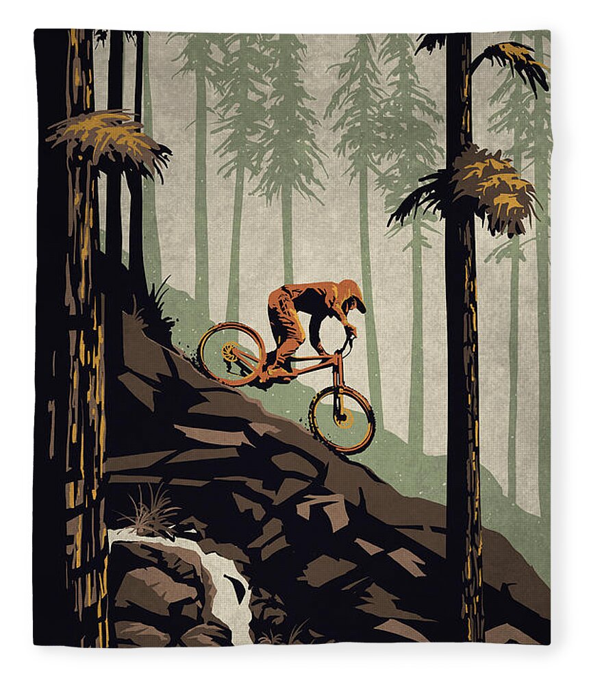 Mountain Bike Fleece Blanket featuring the painting Think Outside No Box Required by Sassan Filsoof