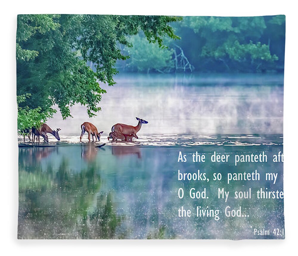 Deer Fleece Blanket featuring the photograph Thirsty for More Than Water by Marcy Wielfaert