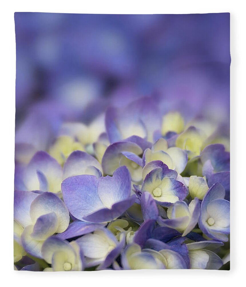 Nikko Blue Hydrangea Fleece Blanket featuring the photograph Thoughtful Sentiment by Amy Dundon