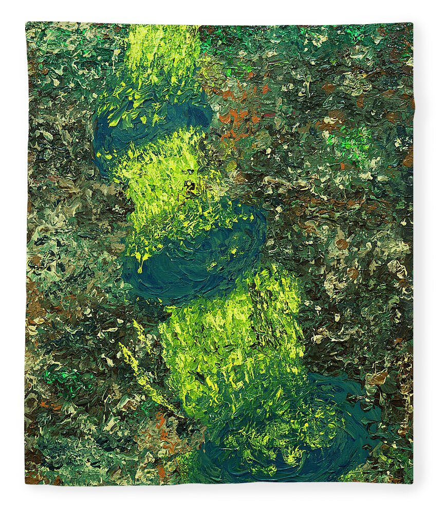 Art Fleece Blanket featuring the painting Three Falls by Jay Heifetz