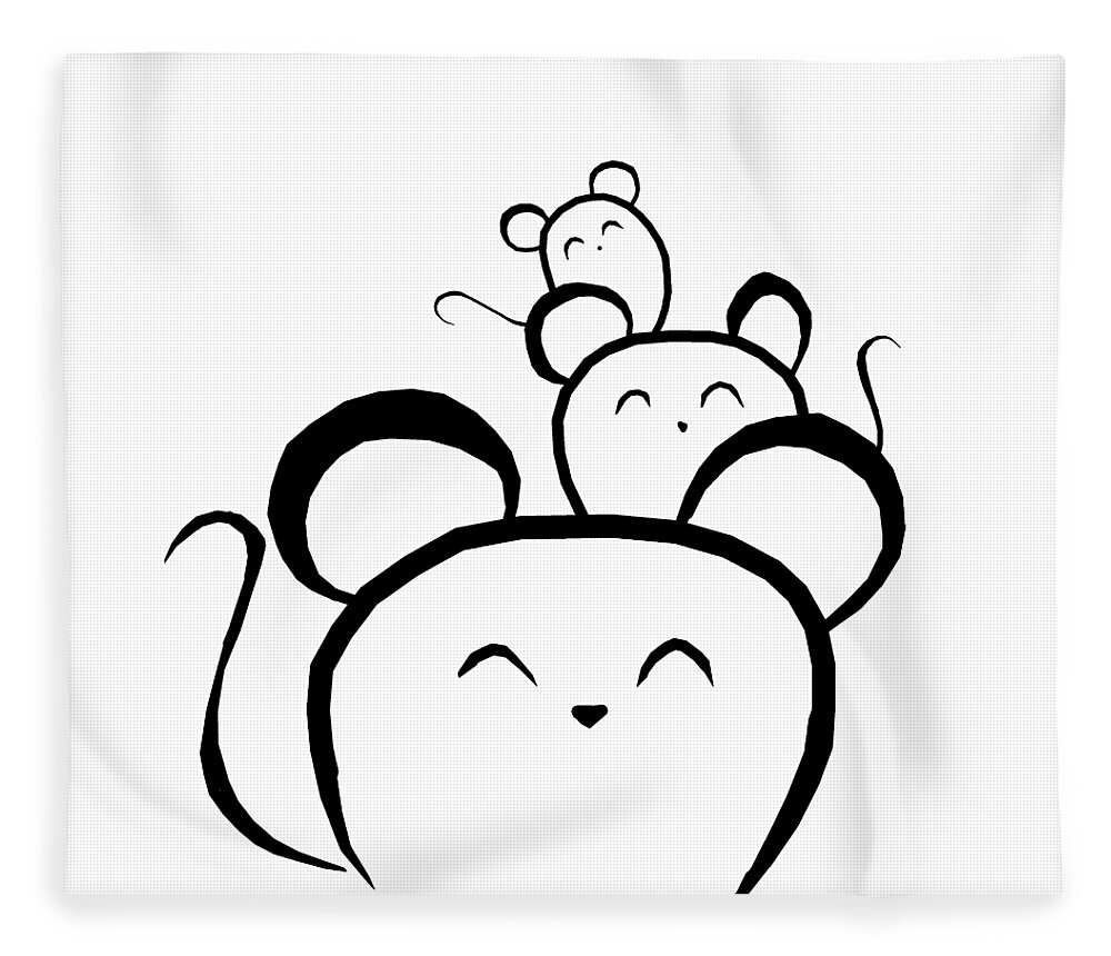 Mice Fleece Blanket featuring the digital art Three Little Mice by Alice Chen