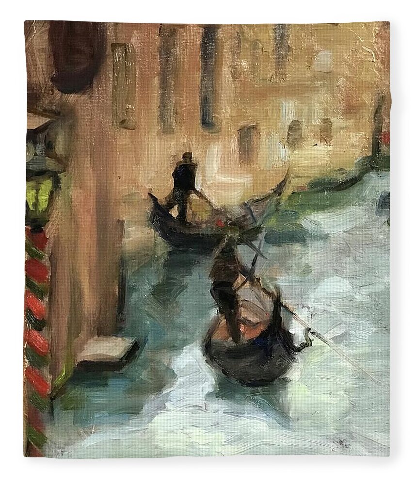Venice Fleece Blanket featuring the painting Peaceful times 2 by Ashlee Trcka