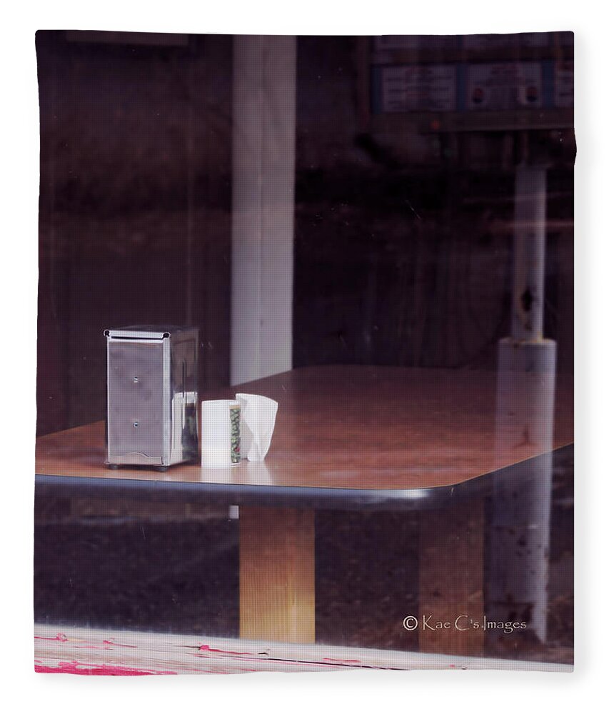 Table Fleece Blanket featuring the photograph Through the Diner Window by Kae Cheatham