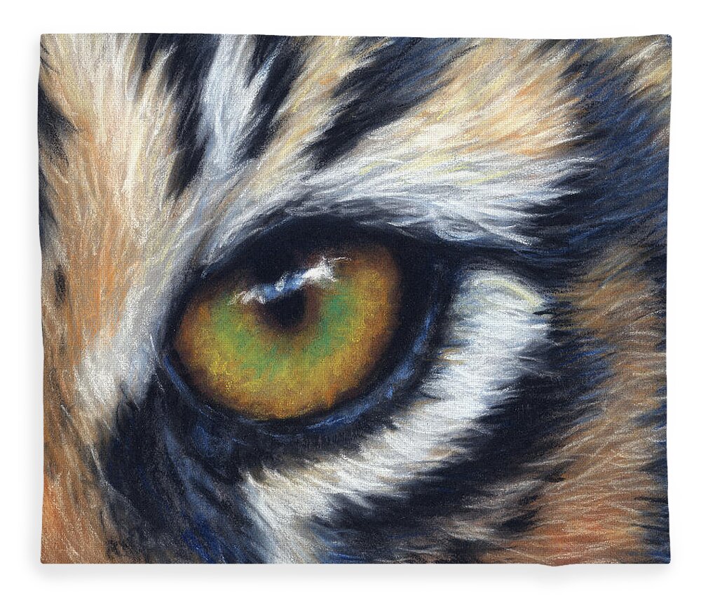  Fleece Blanket featuring the pastel Tiger Eye Study by Kirsty Rebecca