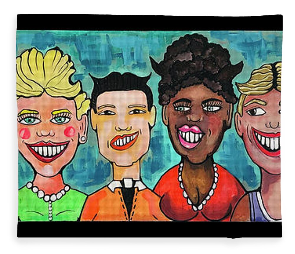 Asbury Park Fleece Blanket featuring the painting Tillie Dont Care by Patricia Arroyo
