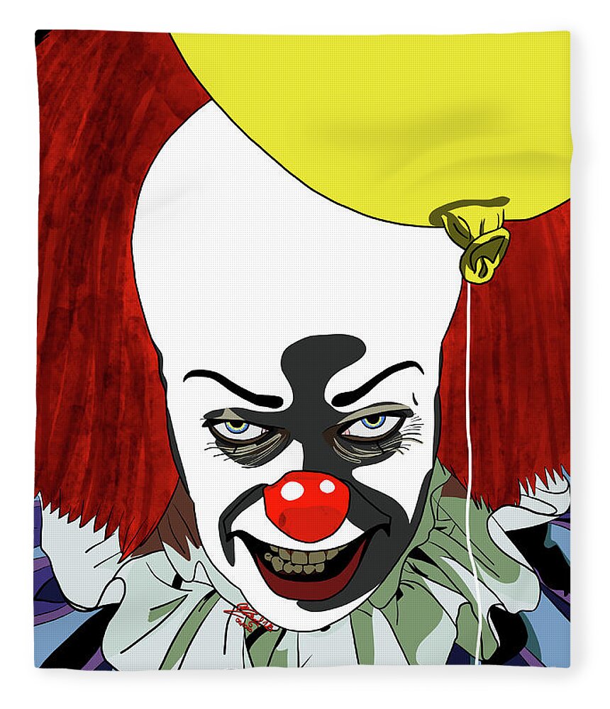 Tim Curry Fleece Blanket featuring the digital art Tim Curry Pennywise IT by Marisol VB