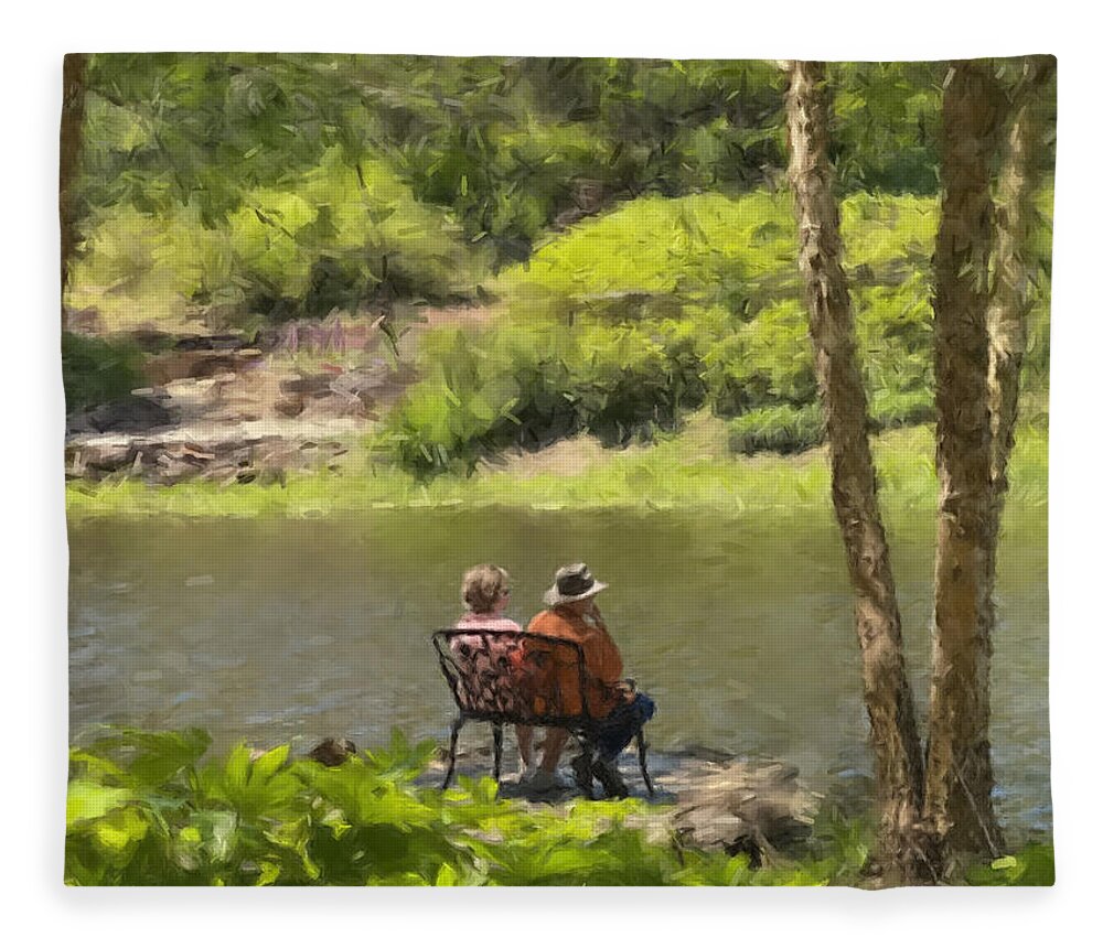 Couple Fleece Blanket featuring the painting Time Together Matters by Gary Arnold