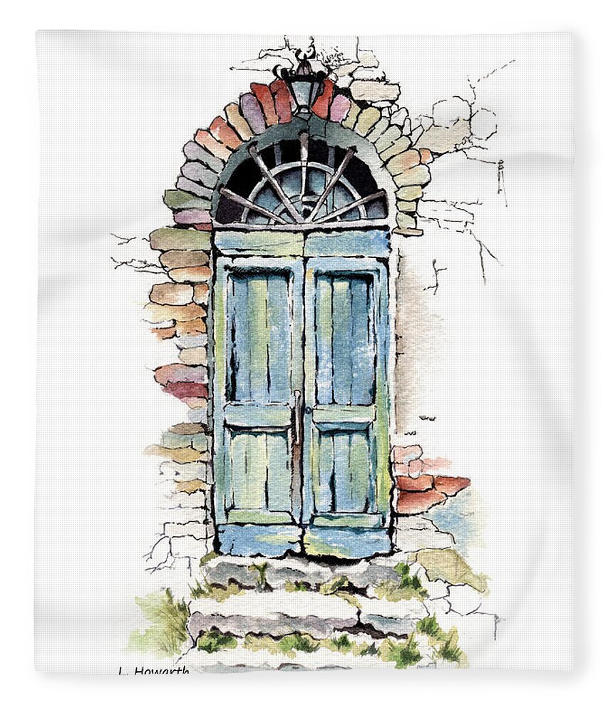 Doorway Fleece Blanket featuring the painting To Another World by Louise Howarth