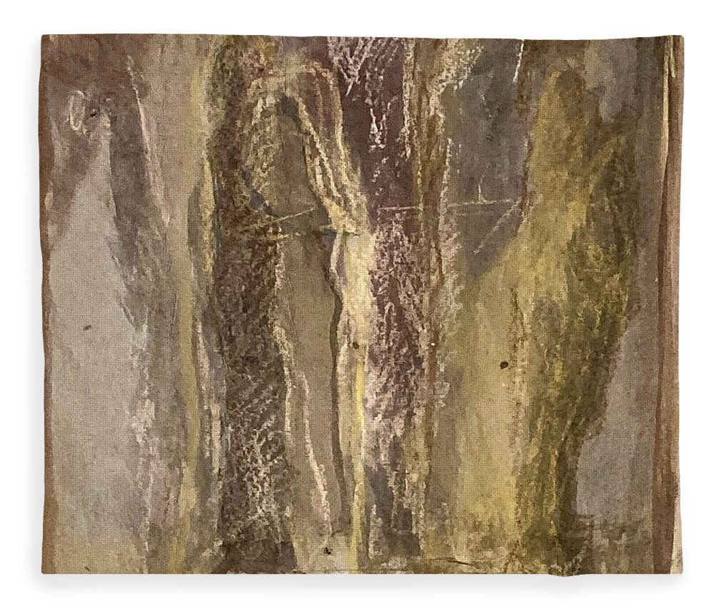Couple Fleece Blanket featuring the painting Together and alone by David Euler