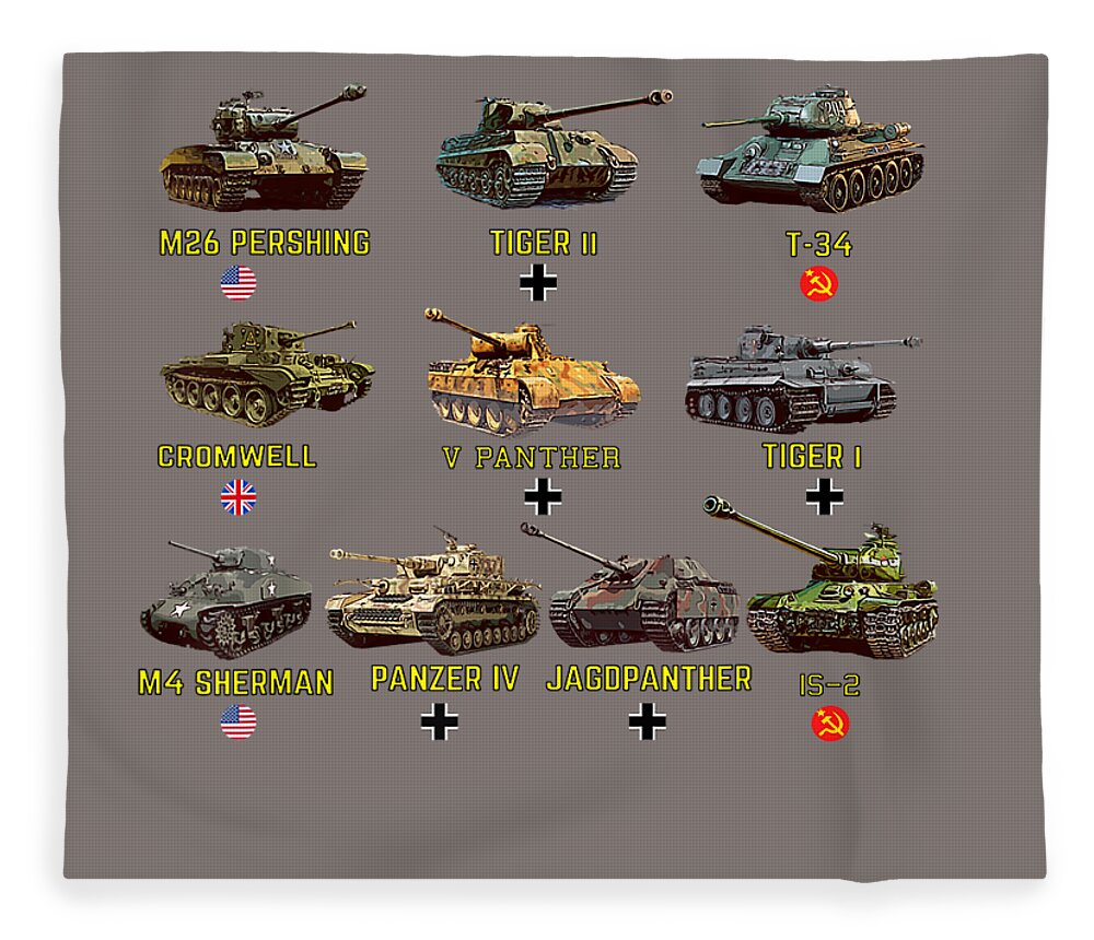 Dødelig talsmand vidne Top Ten Best WW2 Tanks M4 Fleece Blanket by Elia Talia - Pixels