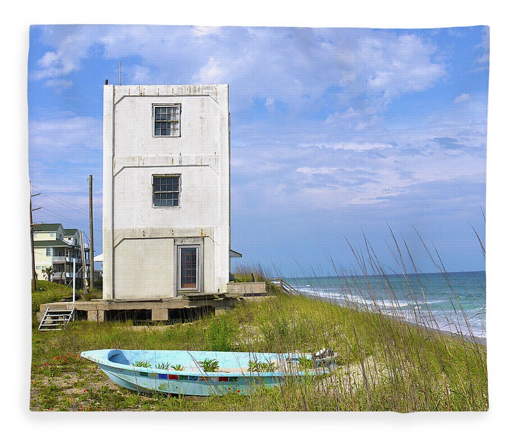 Beach Fleece Blanket featuring the photograph Topsail Tower by Mike McGlothlen