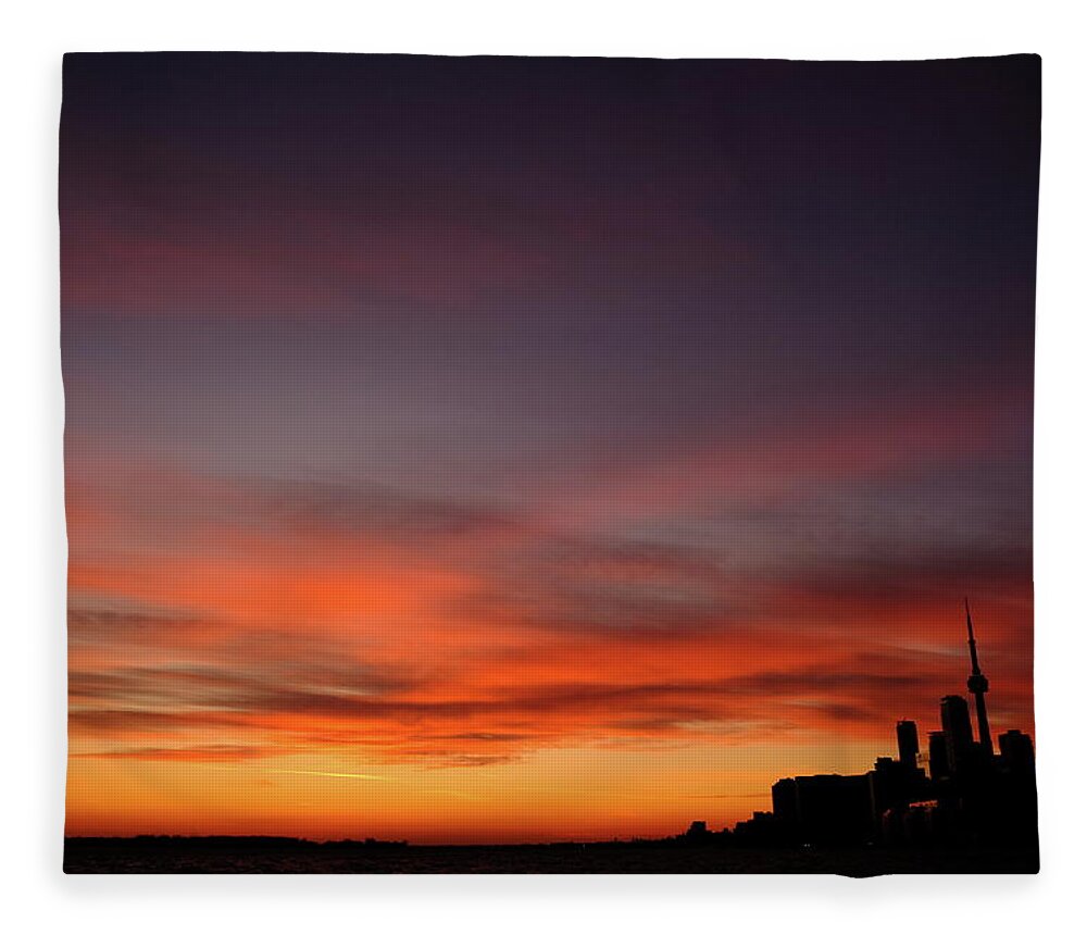 Toronto Fleece Blanket featuring the photograph Toronto Sunset by Kreddible Trout