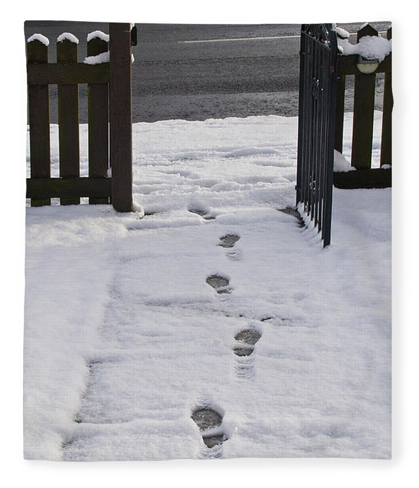 Traces On Snow Fleece Blanket featuring the photograph Traces in the Snow by Elena Perelman