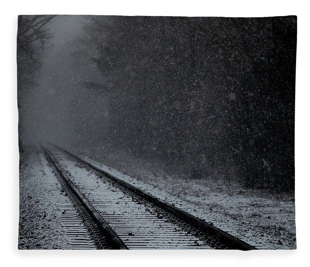 Train Fleece Blanket featuring the photograph Tracks in the Snow by Denise Kopko
